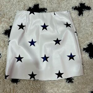 White and black pleather stars skirt size small
